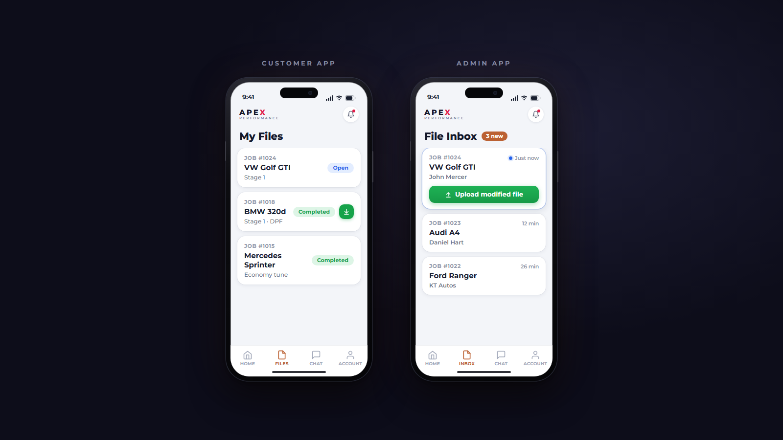 Gebrandete RemapDash-Mobile-Apps — für Kunden und Administration, iOS und Android